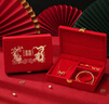 靚做紅色婚慶首飾盒聘禮三金盒戒指項鏈手鐲首飾收納盒龍鳳呈祥飾品盒 龍鳳雙喜三金盒-紅色1個 曬單實拍圖