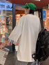 肯奈迪冰絲七分袖t恤男夏季新款男裝ins港風(fēng)寬松中袖體恤衫青少年上衣服 白色-七分袖T恤-格紋袖口款 3XL 【162-170cm】 曬單實拍圖