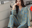 美即萊（MEIJILAI）萊卡棉睡衣女士春秋季長袖薄款棉質(zhì)家居服女大碼休閑中年媽媽套裝 81019 2XL（身高170-175體重140-160） 曬單實(shí)拍圖