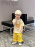 幼歌（YOUGE）嬰幼海洋動(dòng)物條紋撞色短袖元?dú)鈱捤缮弦?黃白條紋 90 cm 曬單實(shí)拍圖