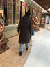 艾萊依羽絨服女收腰優(yōu)雅系帶長(zhǎng)款鵝絨連帽時(shí)尚輕奢外套 蜜茶棕160 曬單實(shí)拍圖