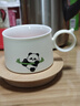 一品仟堂輕奢熊貓茶杯辦公室泡茶杯茶水分離杯高檔陶瓷茶咖一體杯咖啡杯子 熊貓抱竹茶咖杯（配杯墊） 225ml 曬單實拍圖