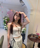衣然呈品休閑褲女士春季新款美式高街潮牌蝴蝶結(jié)印花蕾絲拼接闊腿長褲子女 杏色 M 【建議90-105斤】 曬單實拍圖
