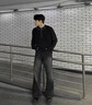 卡圖弛 黑色半拉鏈衛衣男秋季美式高街長(cháng)袖t恤痞帥cleanfit潮牌柳釘上衣 黑色 XL 【建議120-140斤】 曬單實(shí)拍圖