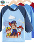 汪汪隊立大功（PAW PATROL）汪汪隊兒童罩衣寶寶防水冬季圍兜吃飯畫(huà)畫(huà)衣幼兒園罩衫男童反穿衣 藏藍 1502A 120M碼/適合身高115-135 曬單實(shí)拍圖