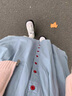 茉衣雅（MOYIYA）法式學(xué)院風(fēng)翻領(lǐng)藍色襯衫連衣裙女學(xué)生秋季單排扣收腰顯瘦超仙長(cháng)裙 藍色連衣裙 M 曬單實(shí)拍圖