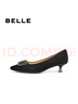 百麗（Belle）舒適優(yōu)雅單鞋女2025春新商場(chǎng)款真皮氣質(zhì)高跟鞋D3N1DAQ5 黑色 38 (240mm) 曬單實(shí)拍圖