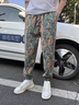 AEMAPE休閑褲男冰絲花色褲子男垂感男褲束腳九分褲哈倫褲民族風(fēng)帥休閑褲 彩色 建議110斤內(nèi) M 曬單實拍圖