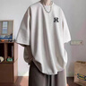 NEWERSISER美式潮牌短袖套裝男女情侶夏季寬松休閑運(yùn)動(dòng)鹿皮絨T恤短褲兩件套 5113灰色+01灰色（NE105） XL （推薦體重130-150斤） 曬單實(shí)拍圖