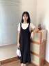 clotho Rennie品牌女裝法式連衣裙女2025夏季新款時尚簡約氣質(zhì)寬松顯瘦背帶裙 黑加白 M 曬單實拍圖