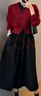 艾美琦美（AIMEIQIMEI）紅色針織開衫毛衣套裝女小香風(fēng)氣質(zhì)春秋新款時尚黑色連衣裙中長款 套裝 XL 曬單實拍圖