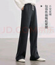紅袖垂感顯瘦休閑褲冬季2024新款女裝肌理感抽繩寬松bf慵懶風(fēng)闊腿褲子 黑灰090 M 曬單實(shí)拍圖