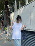 名創(chuàng)優(yōu)品（MINISO）2025夏季純棉短袖T恤男特級(jí)潮流百搭休閑打底上衣男大碼簡(jiǎn)約體恤 【100%全棉 舒適親膚】白色(純色) L 175 (名創(chuàng)優(yōu)品 品控嚴(yán)格) 曬單實(shí)拍圖