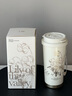 格沵（germ）鈴蘭陶瓷保溫杯雙飲高顏值大容量吸管杯女士杯子車載便攜咖啡水杯 茶白500ML【陶瓷內(nèi)膽】 曬單實(shí)拍圖