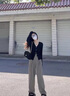 雪妃藍(lán)琪（XUEFEILANQI）休閑褲子女裝2025春季新款減齡奶乖茶系穿搭鹽系感闊腿褲兩件套裝 上衣+褲子【套裝】 M 【90-100斤】 曬單實(shí)拍圖