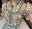 LULUALWAYS秋季新款少女感網(wǎng)紗刺繡拼接假兩件連衣裙 綠色 M 曬單實(shí)拍圖