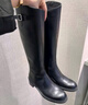 ZHR長(cháng)筒靴子女冬不過(guò)膝厚底騎士靴復古西部旅游加絨女靴BL323A黑色38 曬單實(shí)拍圖
