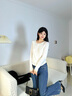 森馬（Semir）小黑牛|牛仔褲女高腰開叉長褲2025春森柔牛仔喇叭褲109125124007 曬單實拍圖