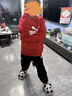 彪馬 新款兒童大LOGO加絨套裝 紅黑色調00369 140  曬單實(shí)拍圖