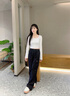 Calvin KleinJeans25早春女士ck萊賽爾微彈方領(lǐng)刺繡辣妹短款長袖T恤J225097 YAF-月光白 XS 曬單實拍圖