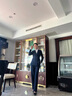 黛維亞高端職業(yè)裝女套裝時(shí)尚氣質(zhì)藏藍(lán)色西裝外套修身顯瘦西服女 藏青色西裝+闊腿褲 M（95-105斤） 曬單實(shí)拍圖