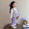 鄰家米其女童套裝春裝三件套2025新款洋氣春秋兒童裝寶寶女孩春季小孩衣服 XT4399-紫色 110 碼/身高100-110cm（3-4歲） 曬單實(shí)拍圖