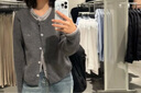 PSO Brand【假兩件】針織衫毛衣女甜美春秋短款小眾開衫上衣外套 碳末灰 Carbon L 曬單實(shí)拍圖