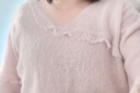 煙花燙小個(gè)子V領(lǐng)毛衣女2025新款春裝通勤百搭氣質(zhì)針織上衣SD 昔寧 粉色 L 曬單實(shí)拍圖
