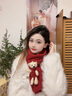 蘇木佰（SOMUBAY）可愛(ài)小熊紅色圍巾女冬季新款保暖防風(fēng)針織圍脖本命年送禮物圣誕節 紅色小熊 曬單實(shí)拍圖