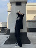 貓人褲子男春秋季沖鋒機(jī)能工裝褲戶外潮牌寬松休閑防潑水傘兵長褲子 733黑色 XL 曬單實(shí)拍圖