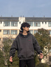 ICH MODE開衫衛(wèi)衣女美式慵懶格子拼接2025年春季新款寬松外套上衣男 深灰色 L 曬單實(shí)拍圖