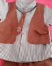 G.DUCKKIDS小黃鴨男童夏裝套裝兒童衣服夏季襯衫小西裝寶寶一周歲禮服兩件套 假三件卡其色 80 建議6-9個月16-20斤 曬單實拍圖