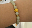 中國黃金China Gold蓮花黃金手鏈女足金轉(zhuǎn)運(yùn)珠手串七夕情人節(jié)禮物送女友老婆媽媽生日 【加重版/4顆金珠】足金蓮花和田玉手串+證書禮盒 曬單實(shí)拍圖