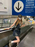 佐敘美式復古牛仔背帶裙女夏季a字顯瘦2025新款工裝裙小眾短裙連衣裙 深藍色 M （100-110斤） 曬單實拍圖