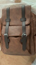韓版大容量軟PU皮質(zhì)雙肩包休閑潮流男大學(xué)生書(shū)包出差商務(wù)旅行背包 卡其色 34*12*38 曬單實(shí)拍圖