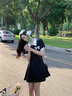 JIOESC2025新款茶歇法式氣質(zhì)小個(gè)子黑色polo領(lǐng)連衣裙子女裝夏季a字短裙 55/60kg/L 曬單實(shí)拍圖