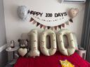 孩派（HihgParty）百天裝飾場景布置男寶女寶100天龍寶寶百日宴生日氣球拍照道具 復古愛心小熊100天套餐 曬單實拍圖