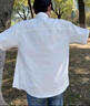 名創(chuàng)優(yōu)品（MINISO）襯衫男夏季易打理垂感冰絲涼感工裝復(fù)古休閑高級(jí)感短袖薄外套襯衣 【冰絲襯衫】白色(純色) 2XL /185(體重160-180斤) 曬單實(shí)拍圖