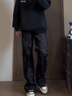 7家優(yōu)品牛仔褲男美式高街復(fù)古提花vibe風(fēng)痞帥顯瘦微喇高腰彎刀修身直筒褲 CHFS-S6031黑色 XL 曬單實(shí)拍圖