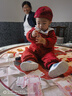 G.duck小黃鴨嬰兒套裝秋冬季男寶寶抓周衣服中國風(fēng)周歲新年喜慶拜年禮服 紅色三件套 80 尺碼6-12月【75-85cm】 曬單實(shí)拍圖