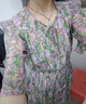 科蒙.博卡2024春夏新款粉色繁花連衣裙女甜美清純桑蠶絲蛋糕裙 粉色 S 曬單實(shí)拍圖