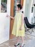 奧米鼠女童連衣裙夏季2025新款女大童夏裝韓版公主裙兒童洋氣背心裙子潮 黃色 150 曬單實(shí)拍圖
