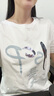 COCOBELLA亮片字母印花刺繡簡約短袖T恤女寬松圓領(lǐng)上衣TS77 白色 M 曬單實(shí)拍圖