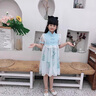 皮爾卡丹（pierre cardin）童禮服公主兒童禮服春夏裝2025春秋唐裝女童公主裙公主裙洋氣旗袍 藍(lán)色(短袖) 150cm 曬單實拍圖