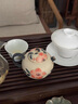澤名家純手繪桃花茶壺茶杯陶瓷一壺二杯帶茶盤家用中式功夫茶具套裝 純手繪桃花-圓肚茶壺+高足四瓣杯 曬單實(shí)拍圖