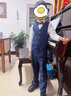 DOMIAMIAKIDS男童禮服花童西裝小男生兒童合唱服鋼琴演出服主持人畢業(yè)服裝 藏青色馬甲四件套 160 （身高150-160/體重78-88斤） 曬單實(shí)拍圖