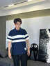 GXG男裝【涼感】 條紋拼色polo衫短袖男商務(wù)拼接上衣 25夏新品 藏青色 L 曬單實(shí)拍圖