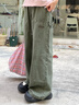 Mmlg 87mm 破洞牛仔褲女夏季新款水洗做舊復古拼接潮牌直筒闊腿長(cháng)褲子 洗水牛仔黑色 S 曬單實(shí)拍圖