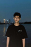 燦圖黑色高級感碎花印花短袖t恤男夏季寬松半袖美式潮流打底衫上衣服 黑色 XL 【建議120-140斤】 曬單實拍圖
