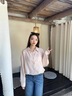 謎秀裸粉色假兩件襯衫女2025春夏新款蕾絲花邊吊帶通勤慵懶外穿上衣 柔霧粉 襯衫 S 曬單實(shí)拍圖